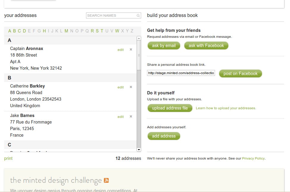 Minted Address book